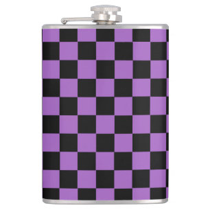 Lavender en Black Checkered Pattern Heupfles