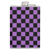 Lavender en Black Checkered Pattern Heupfles (Achterkant)