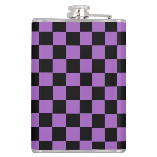 Lavender en Black Checkered Pattern Heupfles (Achterkant)