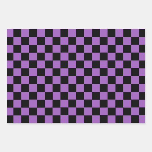 Lavender en Black Checkered Pattern Inpakpapier Vel (Voorkant)