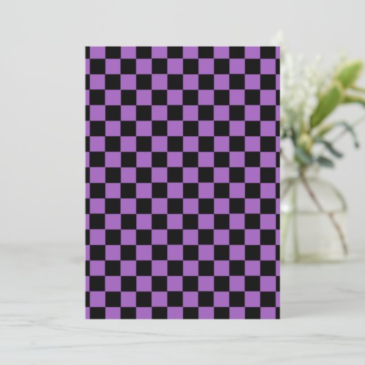 Lavender en Black Checkered Pattern Kaart (Staand voorkant)
