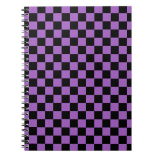 Lavender en Black Checkered Pattern Notitieboek