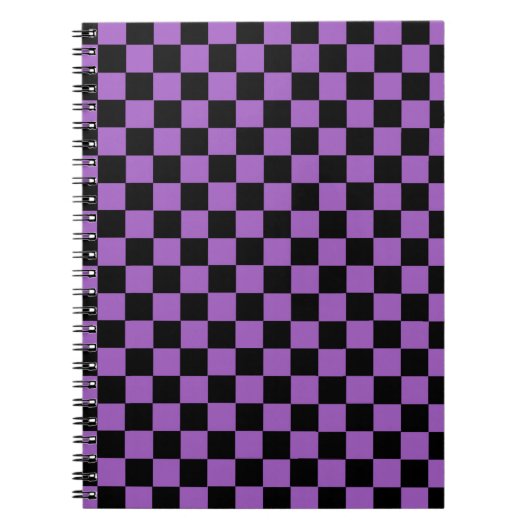 Lavender en Black Checkered Pattern Notitieboek (Voorkant)