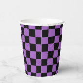Lavender en Black Checkered Pattern Papieren Bekers (Rechts)