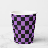 Lavender en Black Checkered Pattern Papieren Bekers (Voorkant)