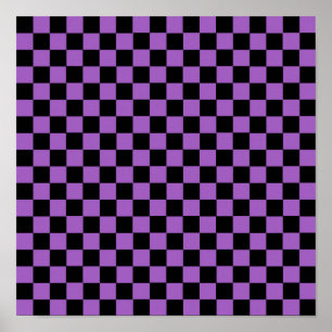 Lavender en Black Checkered Pattern Poster