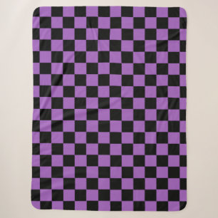 Lavender en Black Checkered Pattern Sherpa Deken