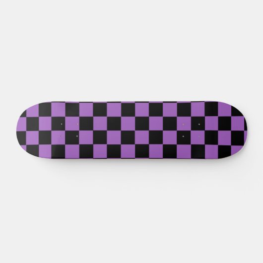 Lavender en Black Checkered Pattern Skateboard (Horizontaal)