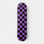 Lavender en Black Checkered Pattern Skateboard (Voorkant)
