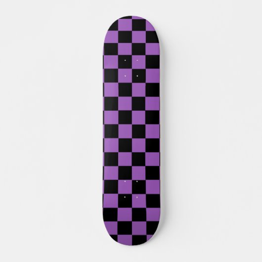 Lavender en Black Checkered Pattern Skateboard (Voorkant)