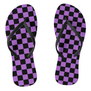 Lavender en Black Checkered Pattern Teenslippers