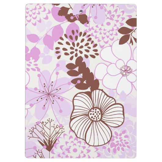 Lavender en Brown Floral Pattern gepersonaliseerd Klembord (Achterkant)