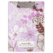 Lavender en Brown Floral Pattern gepersonaliseerd Klembord (Voorkant)