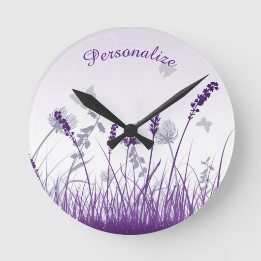 Lavender en Butterflies personaliseren Ronde Klok (Voorkant)