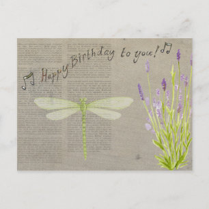 Lavender en Dragonfly Happy Birthday Briefkaart