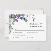 Lavender en Eucalyptus Elegant Wedding RSVP Kaartje (Voorkant)