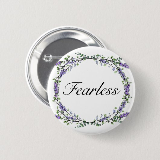 Lavender en Eucalyptus Fearless Ronde Button 5,7 Cm (Voorkant /achterkant)