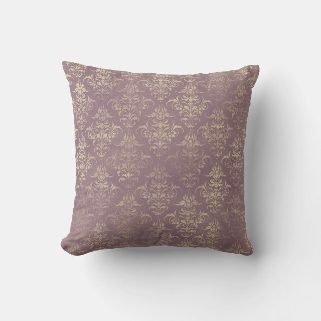 Lavender en Gold Damask Kussen (Voorkant)