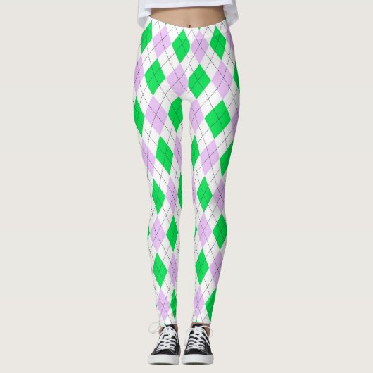 Lavender en Green Argyle Leggings (Voorkant)