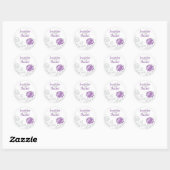 Lavender en Grey Damask Envelope Seal Ronde Sticker (Vel)