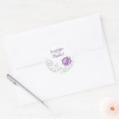Lavender en Grey Damask Envelope Seal Ronde Sticker (Envelop)