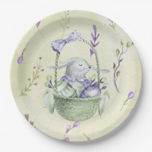 Lavender en Mint Green Easter Bunny Basket Papieren Bordje