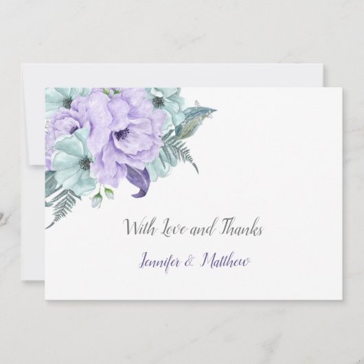 Lavender en Mint Waterverf Peonies Dank u wel | Bedankkaart (Voorkant)