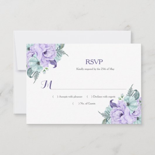 Lavender en Mint Waterverf Peonies RSVP (Voorkant)