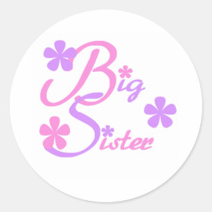 Lavender en Pink Big Sister Ronde Sticker