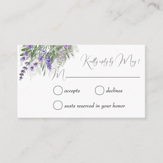 Lavender en sage RSVP Informatiekaartje (Voorkant)