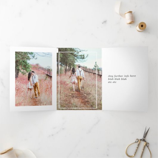 Lavender en Silver Floral Wedding Drieluik Uitnodiging (Binnen)