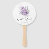 Lavender en Silver Floral Wedding Handwaaier (Voorkant)