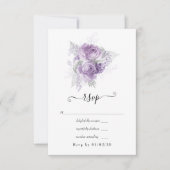 Lavender en Silver Floral Wedding RSVP Kaartje (Voorkant)