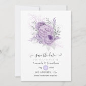 Lavender en Silver Floral Wedding Save The Date (Voorkant)
