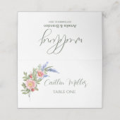 Lavender en wilde bloemen Rustic Wedding Place Car (Buitenkant ongevouwen)