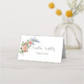 Lavender en wilde bloemen Rustic Wedding Place Car (Voorkant)