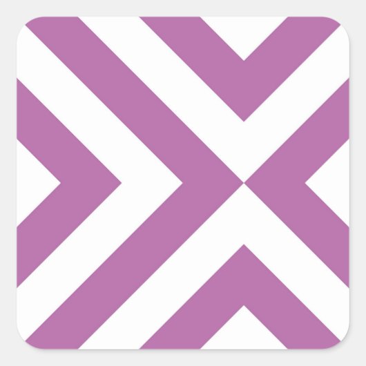 Lavender en Witte Chevrons Vierkante Sticker (Voorkant)