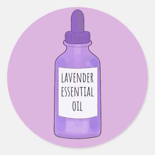 Lavender Essential Oil Bottle Drawing Ronde Sticker (Voorkant)