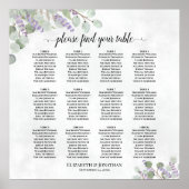 Lavender Eucalyptus 12 Tafel Wedding Seating Chart Poster (Voorkant)