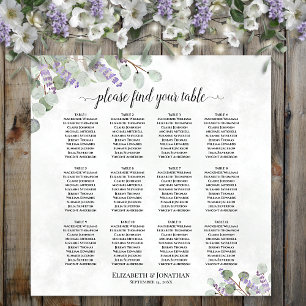 Lavender Eucalyptus 12 Tafel Wedding Seating Chart Poster
