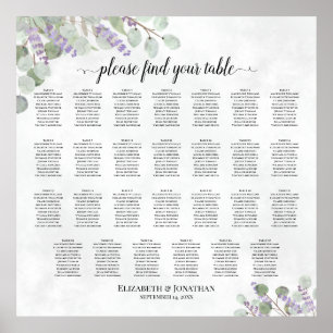 Lavender Eucalyptus 27 Tafel - bruiloft Poster