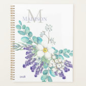 Lavender Eucalyptus Botanical Floral Monogram Planner (Voorkant)