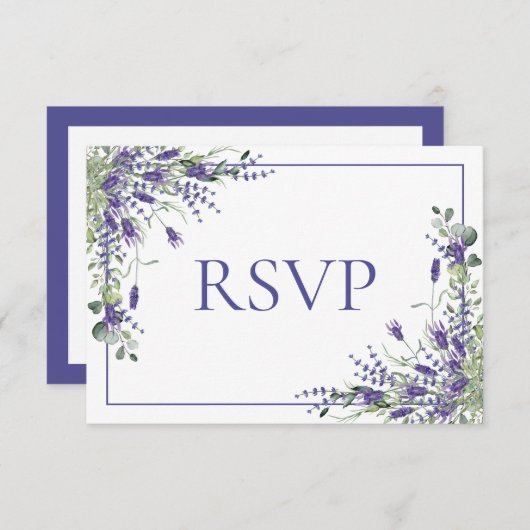 Lavender Eucalyptus Botanical Script Weddenschap R RSVP Kaartje (Voorkant / Achterkant)