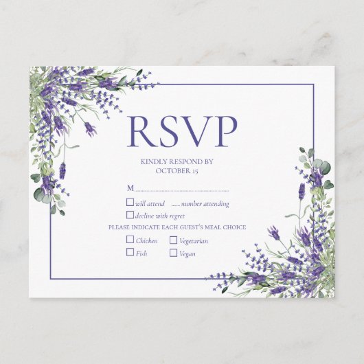 Lavender Eucalyptus Botanical Script Weddenschap R Uitnodiging Briefkaart (Voorkant)