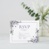Lavender Eucalyptus Botanical Script Weddenschap R Uitnodiging Briefkaart (Staand voorkant)