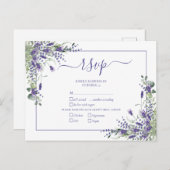 Lavender Eucalyptus Botanical Script Weddenschap R Uitnodiging Briefkaart (Voorkant / Achterkant)