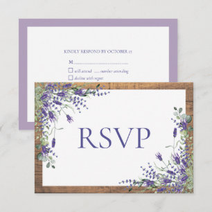 Lavender Eucalyptus Botanical Wood Weddenschap RSV RSVP Kaartje