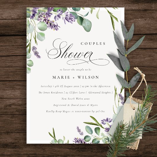 Lavender Eucalyptus Bunch Couples Invitation douch