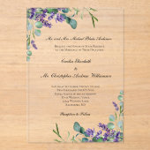 Lavender Eucalyptus Elegant Formal Wedding Acryl Uitnodigingen (Voorkant)