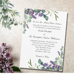 Lavender Eucalyptus Elegant Formal Wedding Kaart